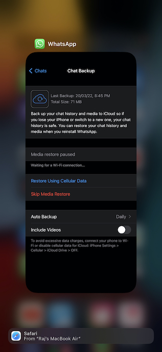 ఐఫోన్లో వాట్సాప్ నుండి బలవంతంగా నిష్క్రమించండి